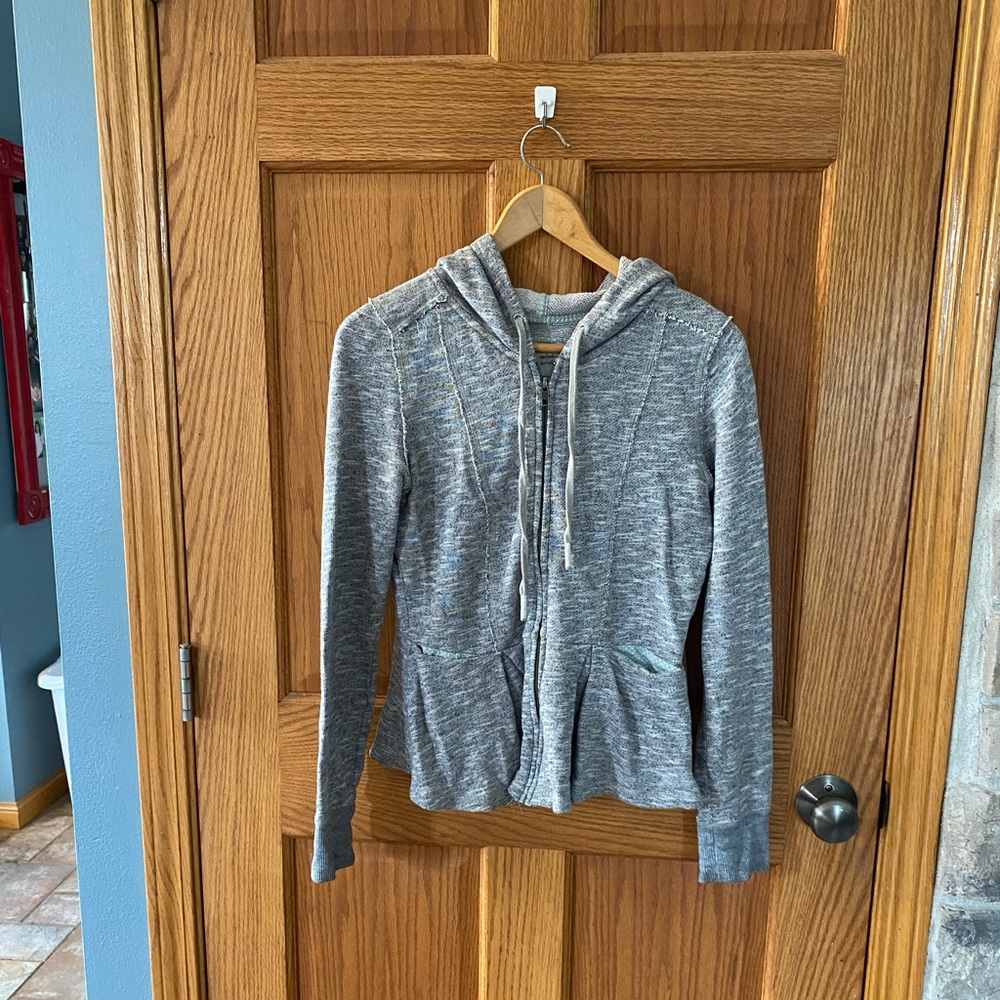 Saturday Sunday grey zip up peplum hoodie